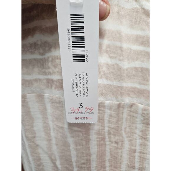 Chicos Pullover Blouse Top NEW TAGS Womens Large or Chicos 3 Tan Cream - Picture 6 of 9